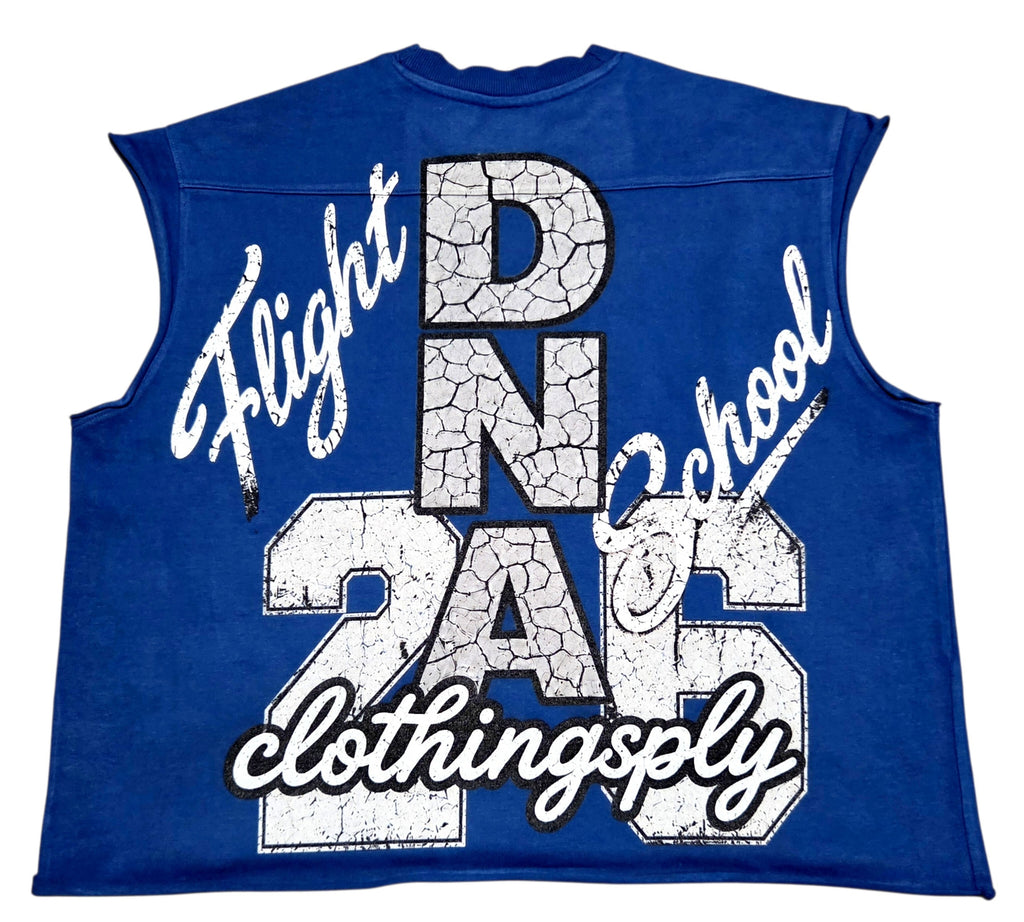 "FLIGHT SCHOOL '26" SLEEVELESS UNISEX TEE -BLUE