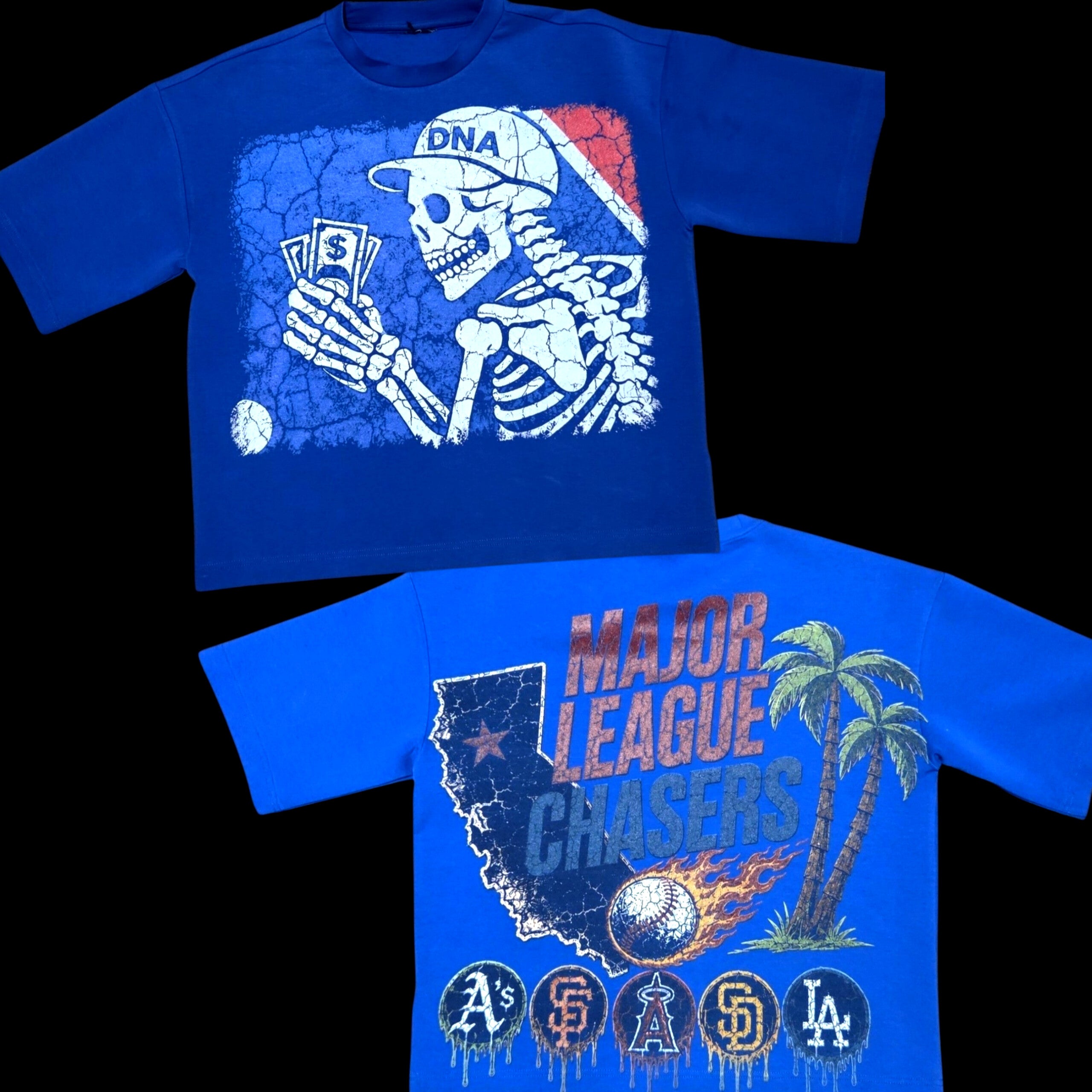 "MAJOR LEAGUE CHASERS" LOGO TEE -BLUE (EXCLUSIVE CALIFORNIA)