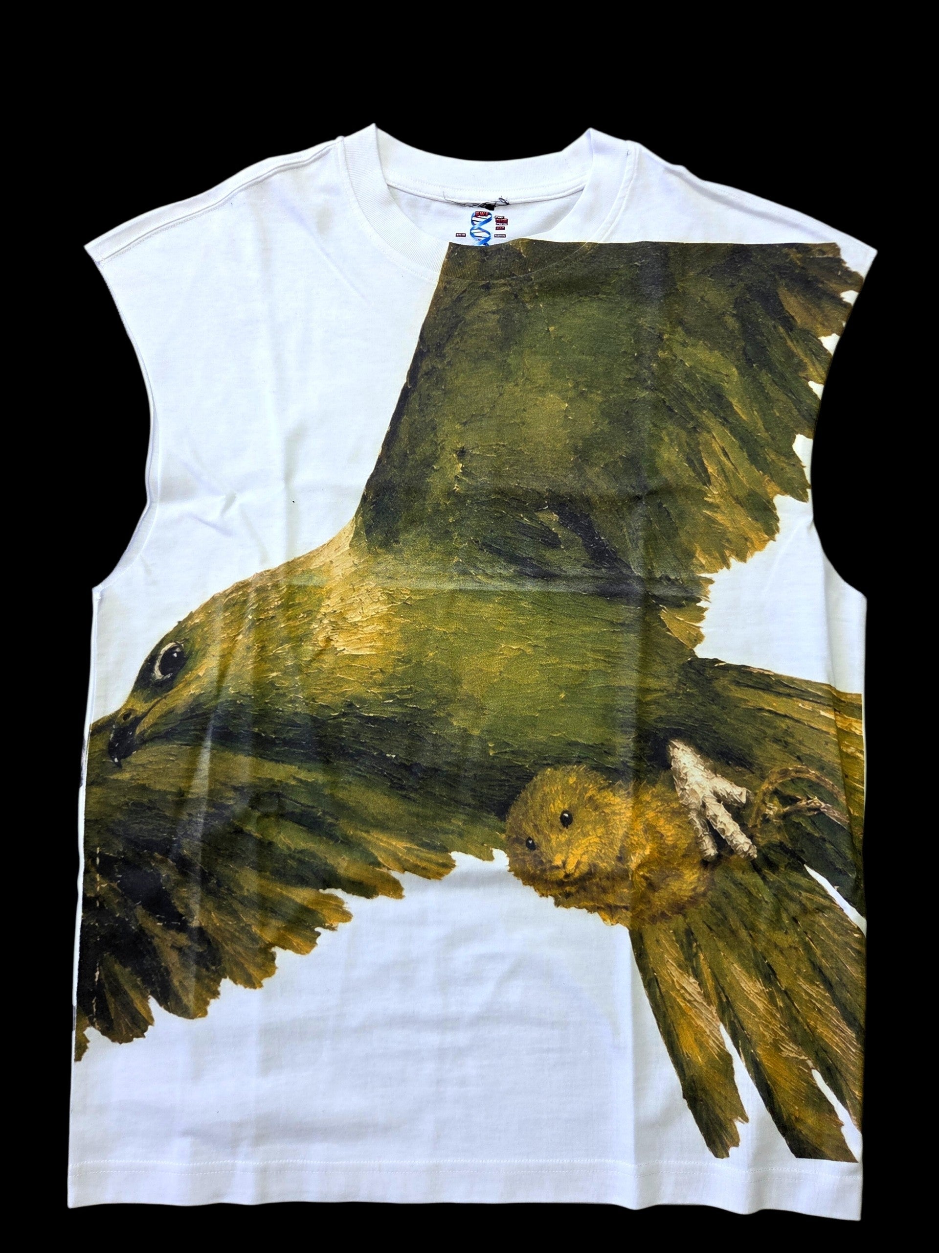 "EARLY BIRDS" SLEEVELESS UNISEX TEE -WHITE