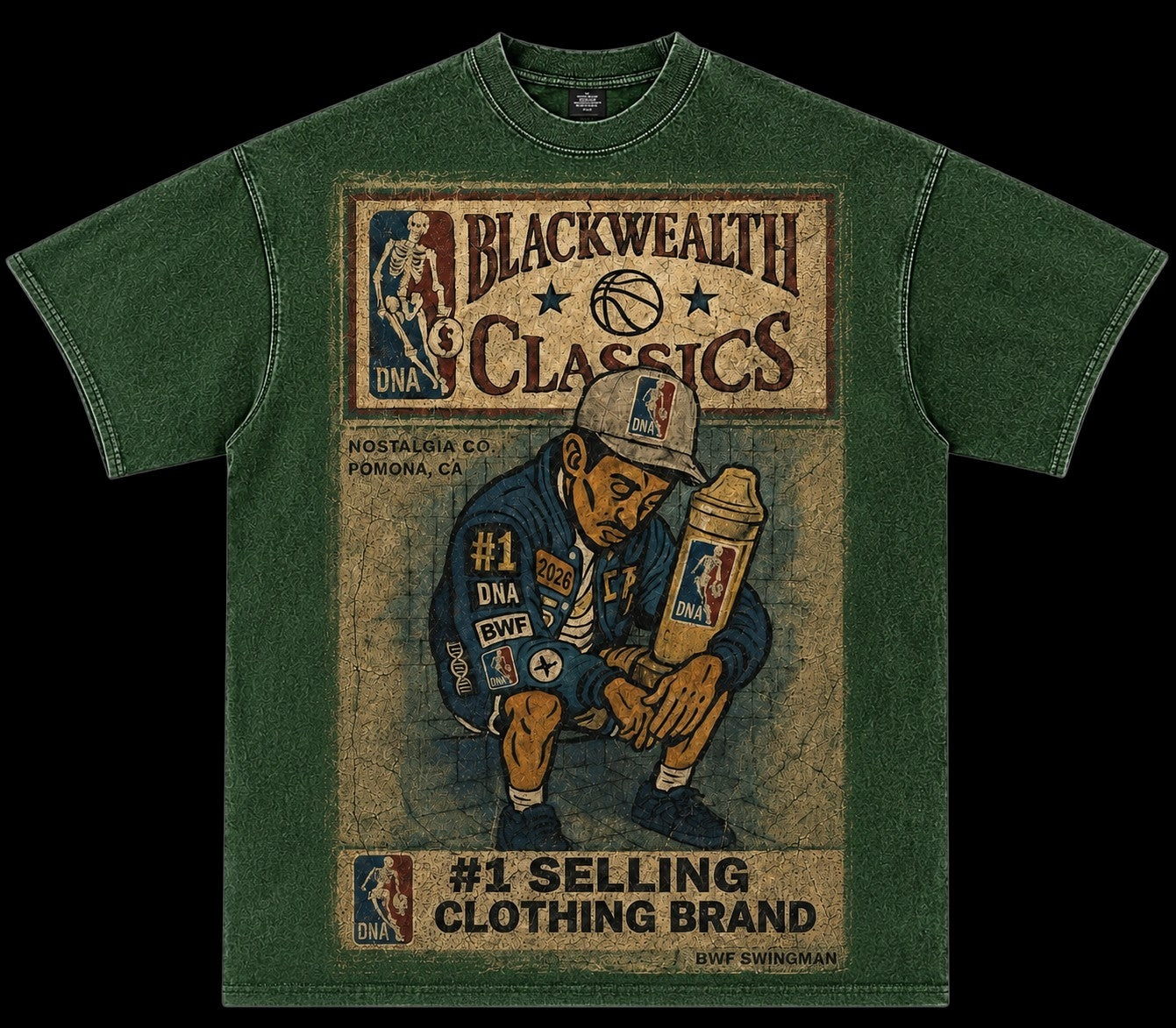 "BLACKWEALTH CLASSICS" (LAKESHOW VS CELTICS) TEE -GREEN