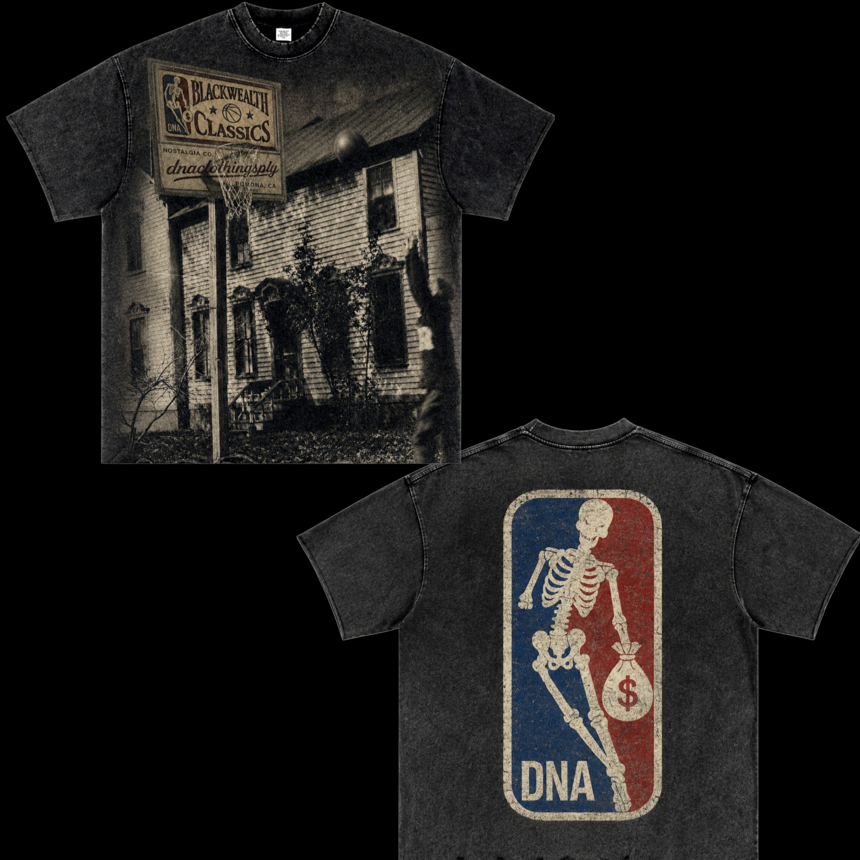 "BLACKWEALTH CLASSICS" (HOME COURT) TEE -GREY