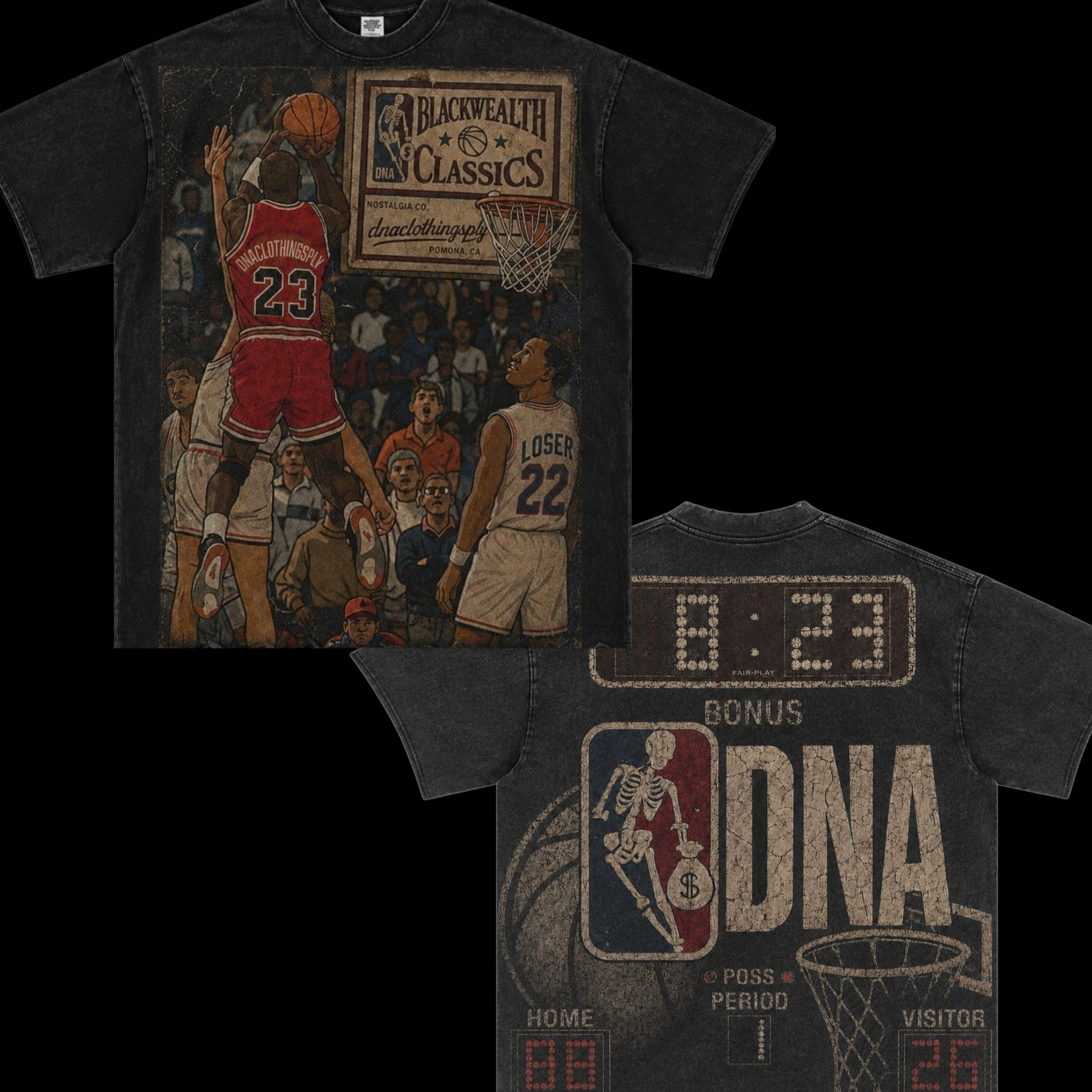 "BLACKWEALTH CLASSICS" (FLOOR SEATS) TEE - CHARCOAL BLACK