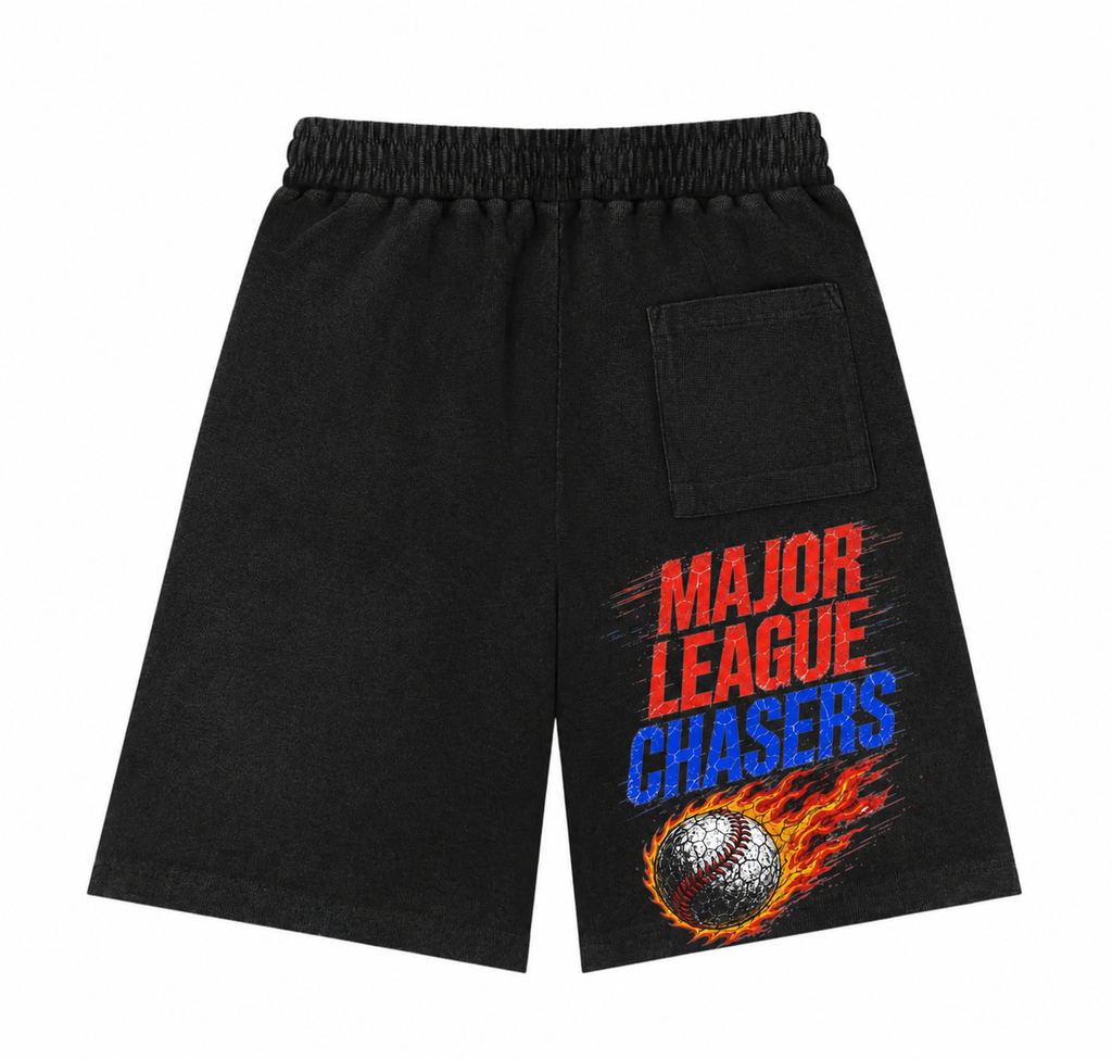 "MAJOR LEAGUE CHASERS" LOGO SHORTS -BLK