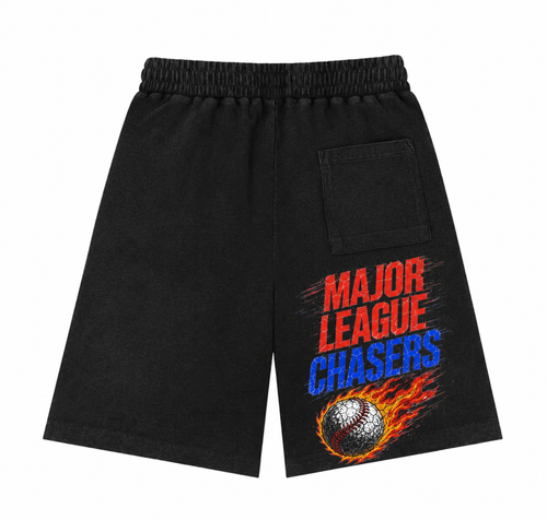 "MAJOR LEAGUE CHASERS" LOGO SHORTS -BLK