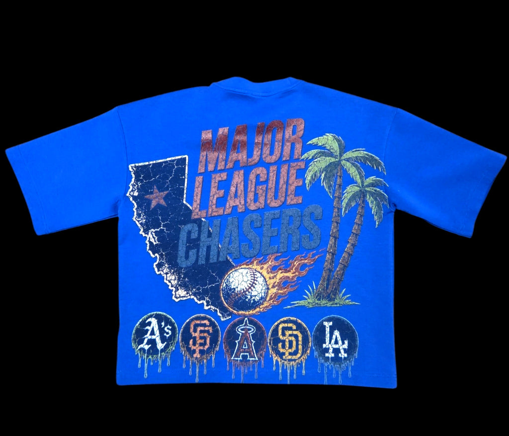 "MAJOR LEAGUE CHASERS" LOGO TEE -BLUE (EXCLUSIVE CALIFORNIA)