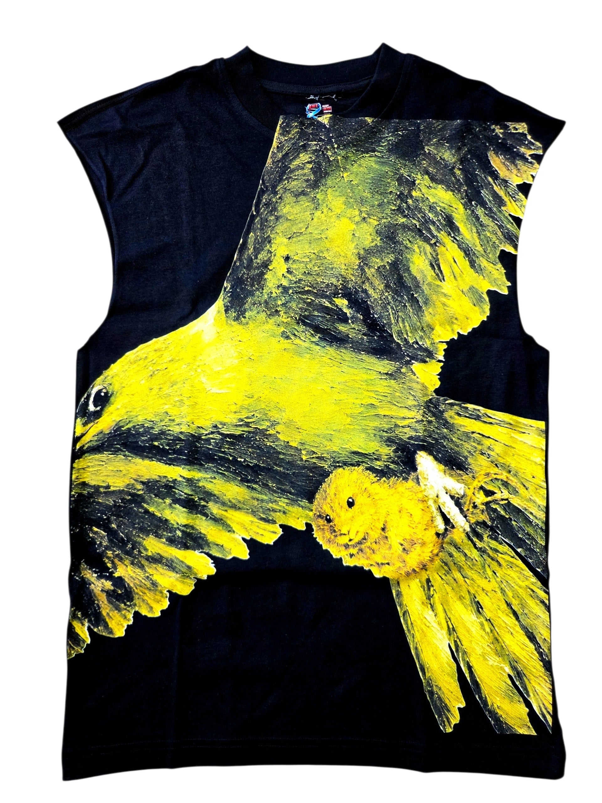 "EARLY BIRDS" SLEEVELESS UNISEX TEE -BLACK