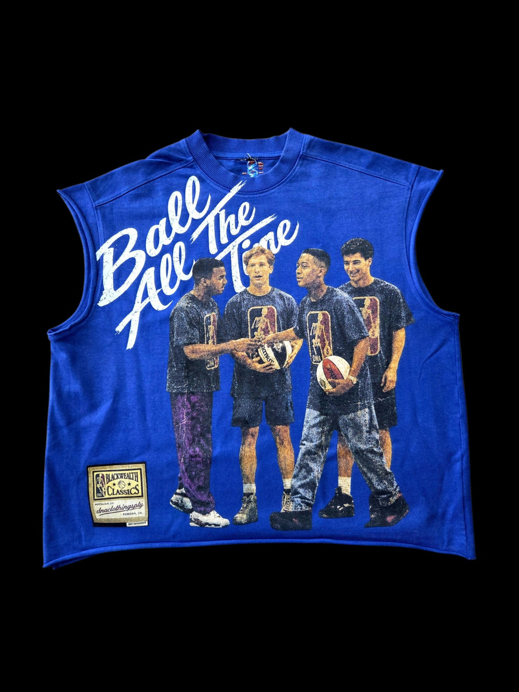 "BLACKWEALTH CLASSICS" (BALL ALL THE TIME) SLEEVELESS UNISEX TEE -BLUE